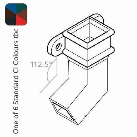 Alumasc Apex Cast Iron 100 x 75mm (4"x3") Square Downpipe Bend to Left 112.5 Degree with Ears - One of 6 CI Standard RAL Colours TBC