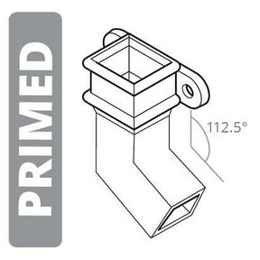 Alumasc Apex Cast Iron 100 x 75mm (4"x3") Square Downpipe Bend to Right 112.5 Degree with Ears - Primed