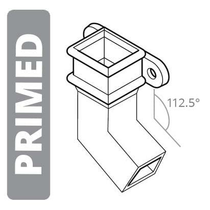 Alumasc Apex Cast Iron 100 x 75mm (4"x3") Square Downpipe Bend to Right 112.5 Degree with Ears - Primed