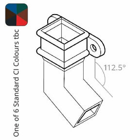 Alumasc Apex Cast Iron 100 x 75mm (4"x3") Square Downpipe Bend to  Right 112.5 Degree with Ears - One of 6 CI Standard RAL Colours TBC