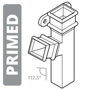 Alumasc Apex Cast Iron 100 x 75mm (4"x3") Square Downpipe Branch - Left Hand with Ears 112.5 Degree - Primed