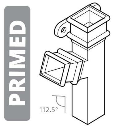 Alumasc Apex Cast Iron 100 x 75mm (4"x3") Square Downpipe Branch - Left Hand with Ears 112.5 Degree - Primed