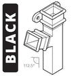 Alumasc Apex Cast Iron 100 x 75mm (4"x3") Square Downpipe Branch - Left Hand with Ears 112.5 Degree - Black
