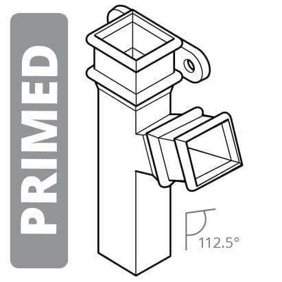Alumasc Apex Cast Iron 100 x 75mm (4"x3") Square Downpipe Branch - Right Hand with Ears 112.5 Degree - Primed