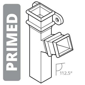 Alumasc Apex Cast Iron 100 x 75mm (4"x3") Square Downpipe Branch - Right Hand with Ears 112.5 Degree - Primed
