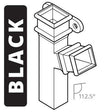 Alumasc Apex Cast Iron 100 x 75mm (4"x3") Square Downpipe Branch - Right Hand with Ears 112.5 Degree - Black
