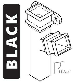 Alumasc Apex Cast Iron 100 x 75mm (4"x3") Square Downpipe Branch - Right Hand with Ears 112.5 Degree - Black