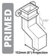 Alumasc Apex Cast Iron 100 x 75mm (4"x3") Square Downpipe 135 Degree Plinth Offsets with Ears  (152mm Offset) - Primed