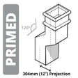 Alumasc Apex Cast Iron 100 x 75mm (4"x3") Square Downpipe 120 Degree Swan Necks (228mm Offset) - Primed