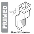 Alumasc Apex Cast Iron 100 x 75mm (4"x3") Square Downpipe 120 Degree Swan Necks (76mm Offset) - Primed