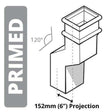 Alumasc Apex Cast Iron 100 x 75mm (4"x3") Square Downpipe 120 Degree Swan Necks (152mm Offset) - Primed