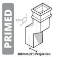 Alumasc Apex Cast Iron 100 x 75mm (4"x3") Square Downpipe 120 Degree Swan Necks (228mm Offset) - Primed