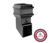Alumasc Apex Cast Iron 100 x 75mm (4"x3") Square Downpipe Shoe - Front without Ears - Black